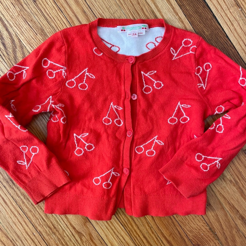 Bonpoint toddler red cherry print cardigan